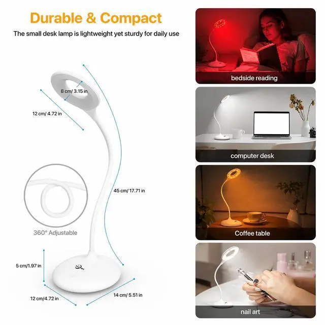 Alt view image 7 of 7 - Desk Lamp with 670nm Red Light Therapy for Reading Sleep Bedroom