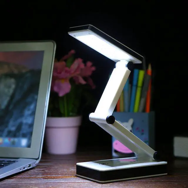 Alt view image 6 of 7 - Foldable LED Desk Lamp Portable LED Table Lamp Folding Light Sensitive Touch Control 3 Levels Adjustable Brightness Battery and USB Powered for Travel Reading Studing Home Office School