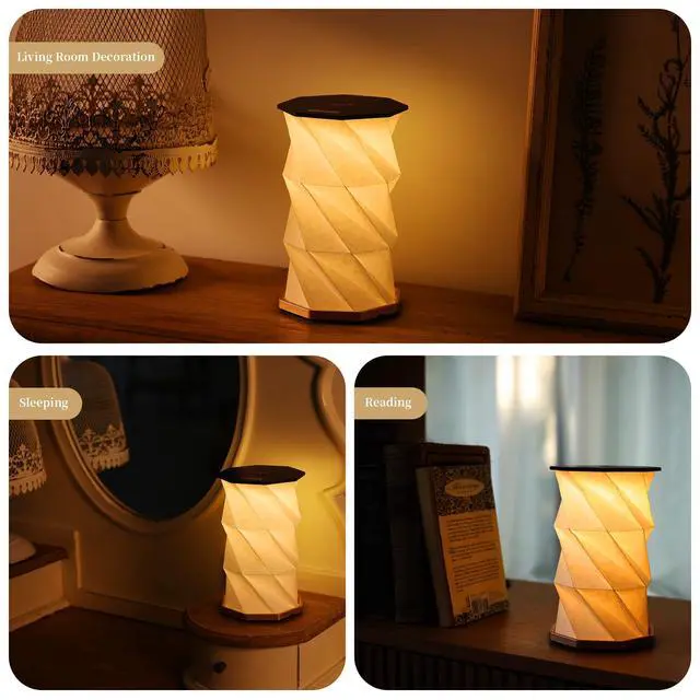 Alt view image 4 of 6 - Travel Gifts Portable lamp with Touch Dimmer, Travel Lamp Warm Light, Foldable Paper Lamp, Rechargeable Small Battery Table Lamp for Bedroom Living Room, Traveling gifts for Women, Men & Couples