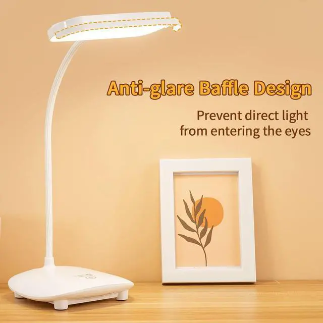 Alt view image 5 of 7 - Cordless Desk Table Lamp Reading Light Rechargeable 40 Led,4200mah, Touch 3 Modes,2 Ways Power,Dimmable,Gooseneck,Small Portable Bedroom Bedside Lamp