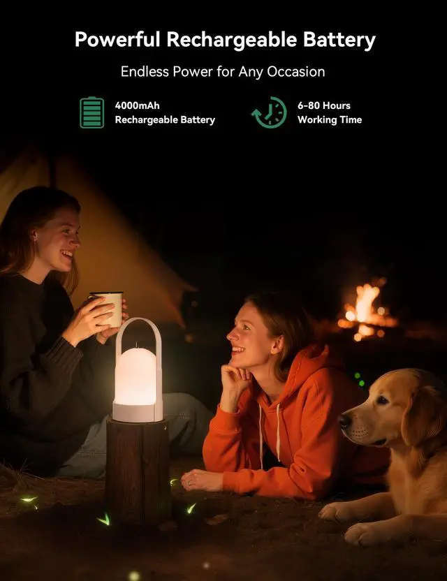 Alt view image 2 of 7 - Battery Operated Table Lamp Portable Rechargeable Lantern Cordless