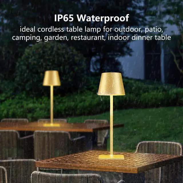 Alt view image 3 of 7 - Gold Rechargeable Cordless Table Lamp, Battery Operated, 2 Pack