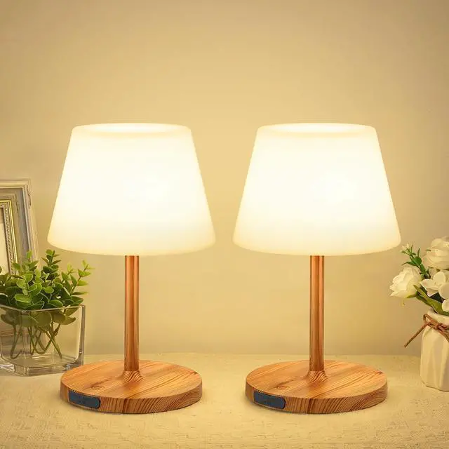Main image of 2 Pack Shower Lamp Waterproof, 6000mAh Rechargeable Cordless Table Lamp with 3 Color Temps and Stepless Dimming, Touch Control & Portable LED Nightlight for Bathroom, Desk, Outdoor(Wood Grain)