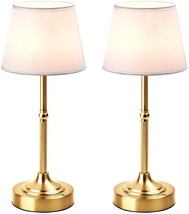 Main image of 2 Pack Cordless Table Lamp, Battery Operated Lamp with 3 Color Temps and Stepless Dimming, 5200mAh Portable Rechargeable Table Lamp for Restaurant/Bedroom/Bars/Outdoor (Brushed Gold)