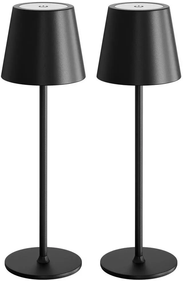 Main image of 2 Pack Cordless Table Lamp Rechargeable 5000mAH Battery Operated Lights Touch Control LED Portable Desk Lamps 3 Color Dimming for Outdoor Coffee Bedroom Kitchen (Black)