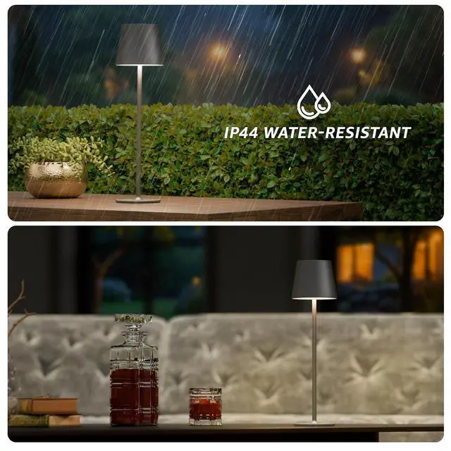 Alt view image 5 of 7 - 2 Pack Cordless Table Lamp Rechargeable 5000mAH Battery Operated Lights Touch Control LED Portable Desk Lamps 3 Color Dimming for Outdoor Coffee Bedroom Kitchen (Black)