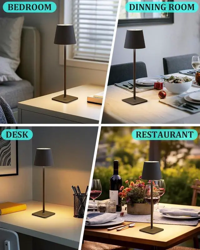 Alt view image 7 of 7 - Rechargeable Table Lamp 2 Pack Cordless Battery Operated, Black