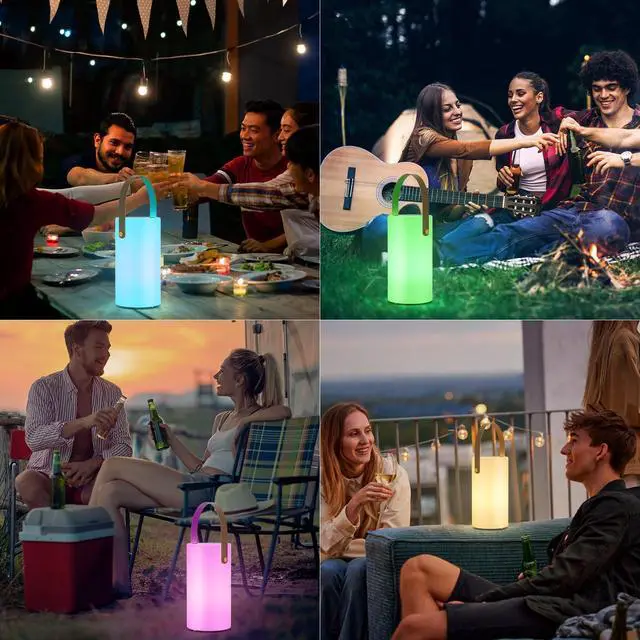 Alt view image 7 of 7 - Solar Table Lamp Outdoor Lantern 2 in 1 Rechargeable Waterproof