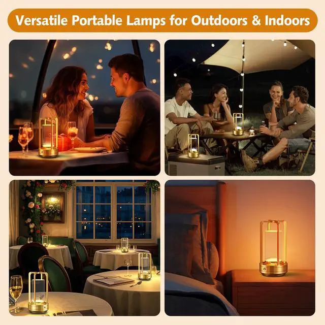 Alt view image 2 of 7 - Rechargeable Table Lamp for Outdoor Indoor Portable Lamp with 3 Colors