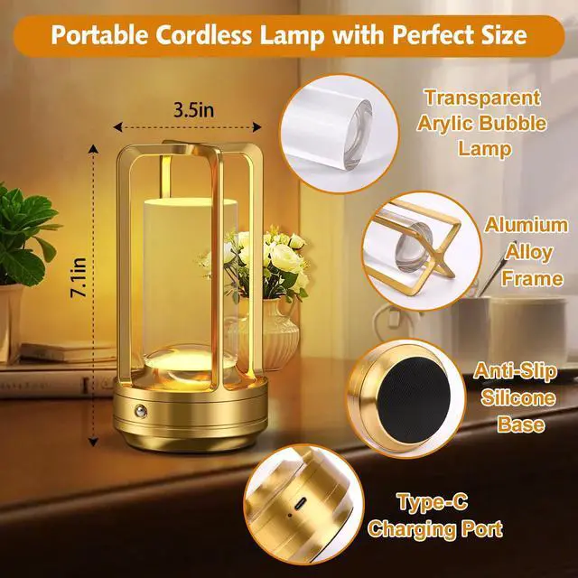 Alt view image 7 of 7 - Rechargeable Table Lamp for Outdoor Indoor Portable Lamp with 3 Colors