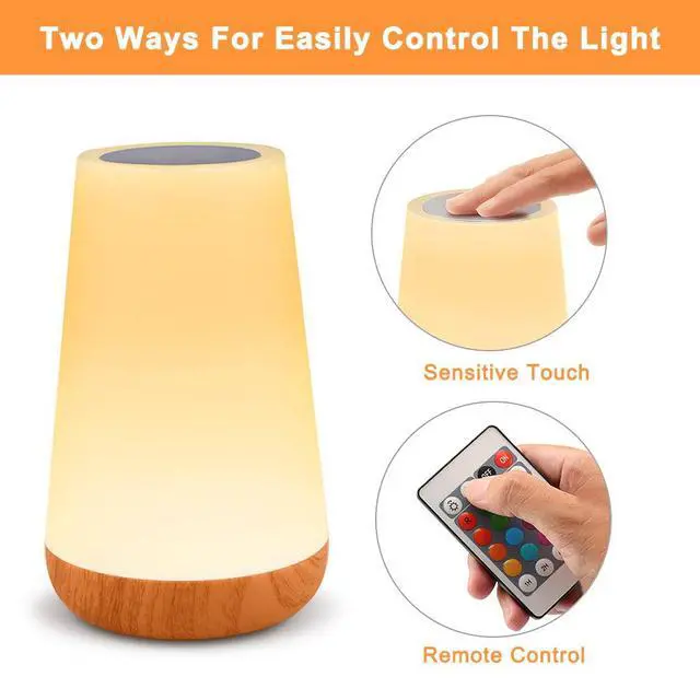 Alt view image 5 of 7 - Table Lamp Touch Night Light - Portable Sensor Remote Control Bedside Lamps with Quick Rechargeable USB Dimmable Warm White Light 13 Colors RGB Table Lamp for Bedroom Living Room Office Hallways