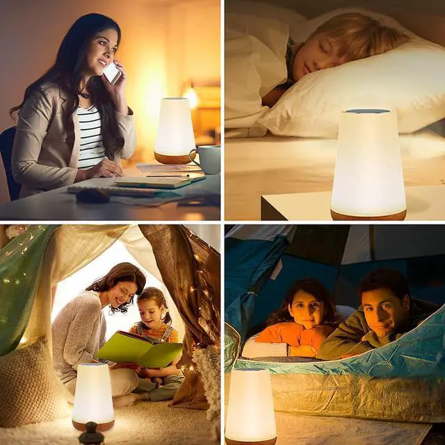 Alt view image 6 of 7 - Table Lamp Touch Night Light - Portable Sensor Remote Control Bedside Lamps with Quick Rechargeable USB Dimmable Warm White Light 13 Colors RGB Table Lamp for Bedroom Living Room Office Hallways