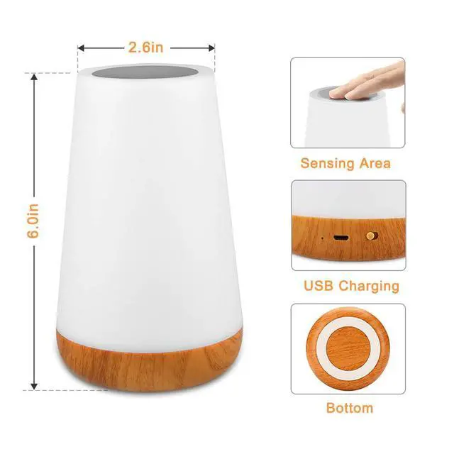 Alt view image 7 of 7 - Table Lamp Touch Night Light - Portable Sensor Remote Control Bedside Lamps with Quick Rechargeable USB Dimmable Warm White Light 13 Colors RGB Table Lamp for Bedroom Living Room Office Hallways