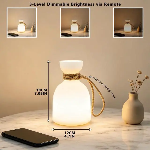 Alt view image 2 of 7 - 2 Pack Portable Led Lamp Waterproof, Led Camping Lantern Light with Handle, Rechargeable Night Lights with Multi-Color & Warm White Modes, Indoor/Outdoor Lamps for Patio, Tent, Bedroom, Garden