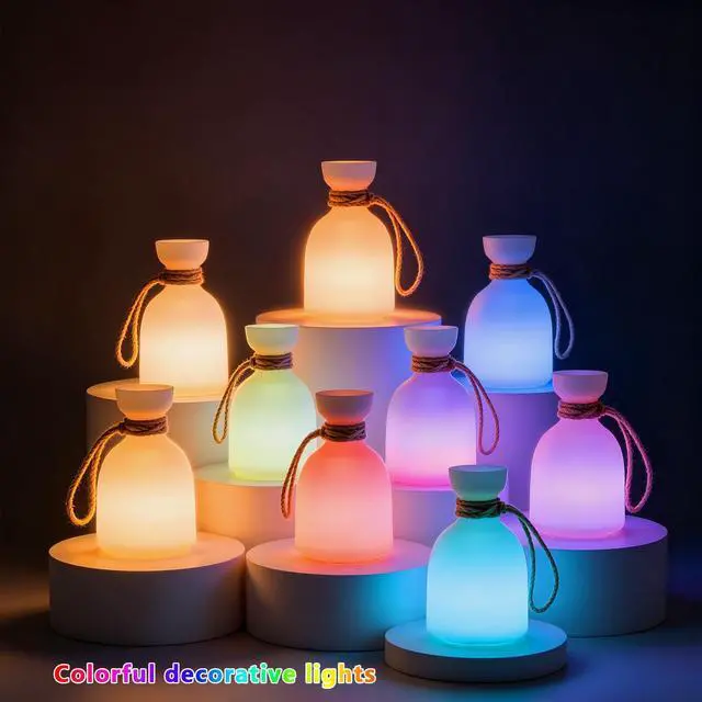Alt view image 4 of 7 - 2 Pack Portable Led Lamp Waterproof, Led Camping Lantern Light with Handle, Rechargeable Night Lights with Multi-Color & Warm White Modes, Indoor/Outdoor Lamps for Patio, Tent, Bedroom, Garden