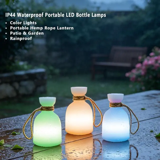Alt view image 5 of 7 - 2 Pack Portable Led Lamp Waterproof, Led Camping Lantern Light with Handle, Rechargeable Night Lights with Multi-Color & Warm White Modes, Indoor/Outdoor Lamps for Patio, Tent, Bedroom, Garden