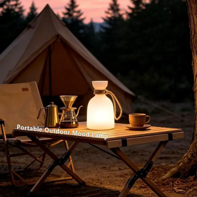 Alt view image 3 of 7 - 2 Pack Portable Led Lamp Waterproof, Led Camping Lantern Light with Handle, Rechargeable Night Lights with Multi-Color & Warm White Modes, Indoor/Outdoor Lamps for Patio, Tent, Bedroom, Garden
