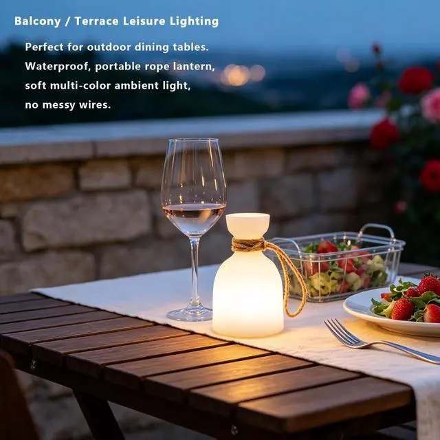 Alt view image 6 of 7 - 2 Pack Portable Led Lamp Waterproof, Led Camping Lantern Light with Handle, Rechargeable Night Lights with Multi-Color & Warm White Modes, Indoor/Outdoor Lamps for Patio, Tent, Bedroom, Garden