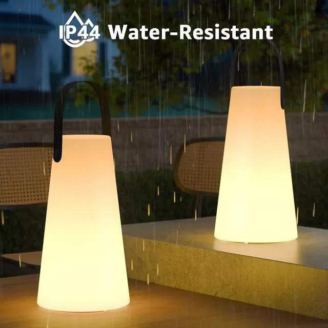 Alt view image 4 of 7 - 2 Pack Outdoor Lanterns, Rechargeable Cordless Outdoor Table Lamp with IP44 Water-Resistant, Battery Operated Portable Hanging Outdoor Lamp RGB Colors for Patio Balcony Garden Camping Dining(TPU)