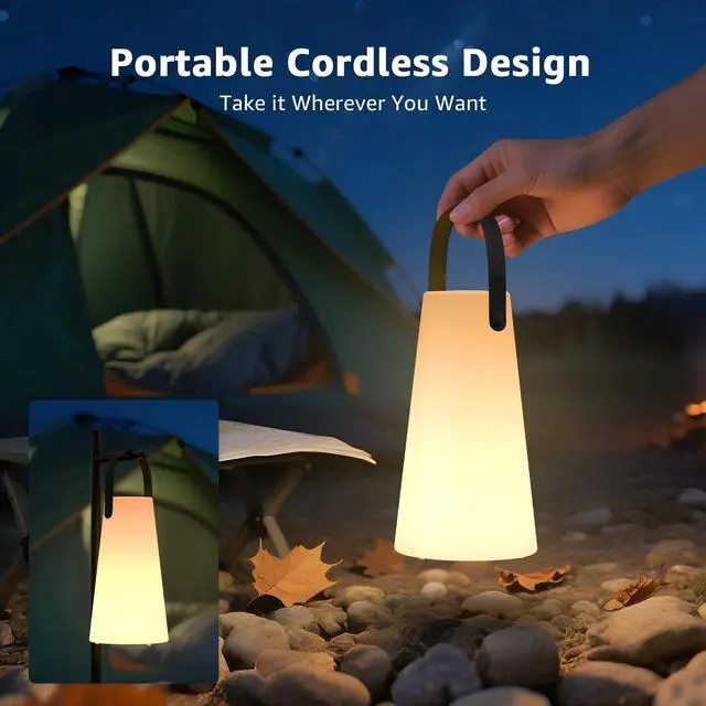 Alt view image 5 of 7 - 2 Pack Outdoor Lanterns, Rechargeable Cordless Outdoor Table Lamp with IP44 Water-Resistant, Battery Operated Portable Hanging Outdoor Lamp RGB Colors for Patio Balcony Garden Camping Dining(TPU)