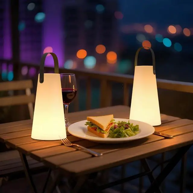 Alt view image 6 of 7 - 2 Pack Outdoor Lanterns, Rechargeable Cordless Outdoor Table Lamp with IP44 Water-Resistant, Battery Operated Portable Hanging Outdoor Lamp RGB Colors for Patio Balcony Garden Camping Dining(TPU)