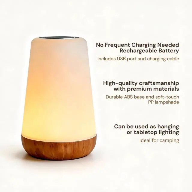 Alt view image 6 of 6 - GlowLite 1 - LED Night Light with Remote, 13-Color Changing Ambiance Light for Living Room, Dining Table & Camping, Touch Control, Timer, Portable & Rechargeable
