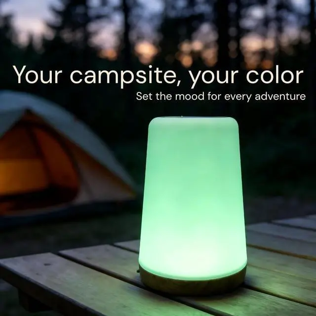 Alt view image 4 of 6 - GlowLite 1 - LED Night Light with Remote, 13-Color Changing Ambiance Light for Living Room, Dining Table & Camping, Touch Control, Timer, Portable & Rechargeable