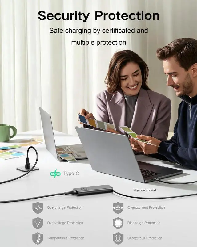 Alt view image 4 of 7 - 130W USB C Laptop Charger for Dell Precision Latitude XPS Type C