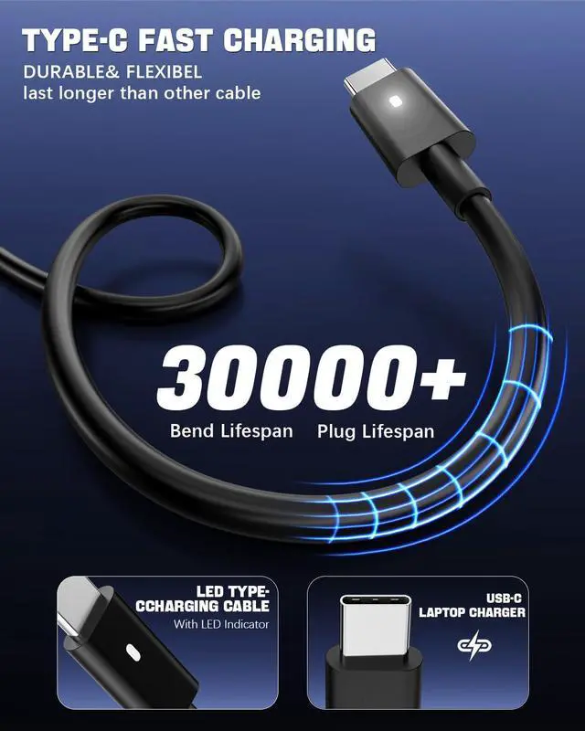 Alt view image 3 of 7 - 130W USB C Laptop Charger Type C Adapter Compatible with DellXPS 15 2in1 9575 Precision 5530 2in1 5550 5750 3560 3550 3551 Latitude 741073107210 9575 9410 9510 5420 5520 5510 Power Cord