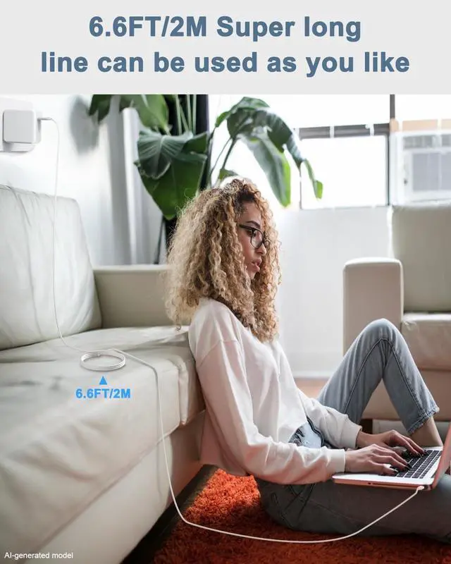 Alt view image 7 of 7 - Mac Book Pro Charger - 100W USB C Charger Fast Compatible with MacBook pro/Air iPad Pro 12.9, 11 inch 2025-2018 M5 M4 M3 M2 M1 and All USB-C Laptops and Phones