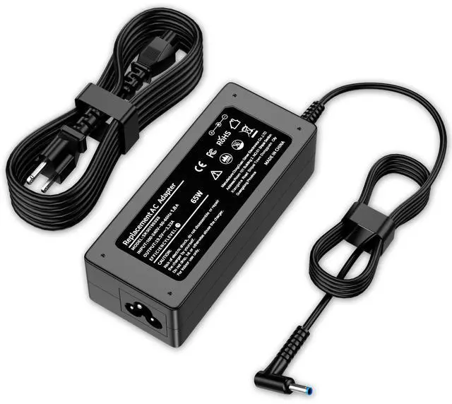 Main image of 65W Laptop Charger Replacement for HP Laptop HP EliteBook Envy Pavilion ProBook Stream Chromebook Spectre, Blue Tip 4.5mm 19.5V 3.33A Computer Power Adapter