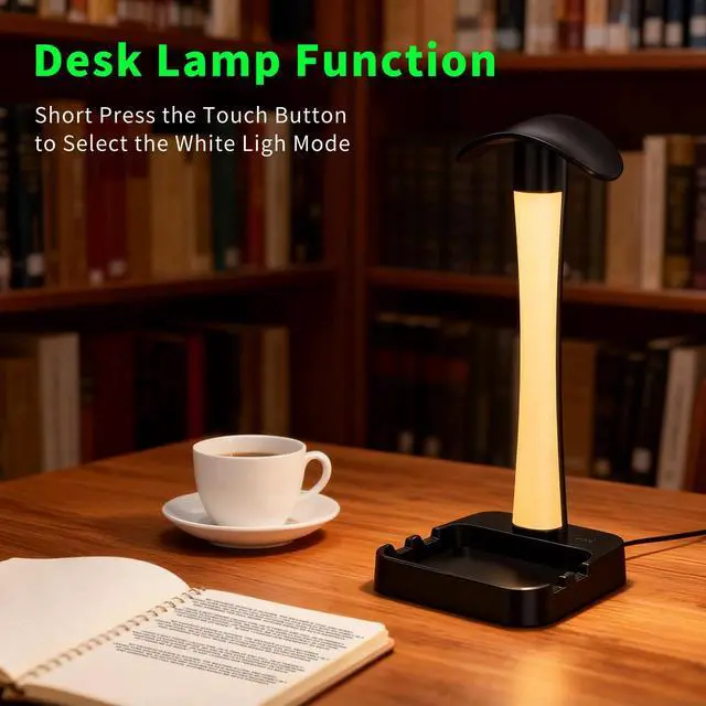 Alt view image 5 of 7 - Headphone Stand with Charger,Gaming Headset stand with RGB Light Mode,For Airpod Max Stand,Desk Lamp,Phone Holder,Tablet Holder,desktop organizer,Gifts for Gamers & Music Lover(Black)