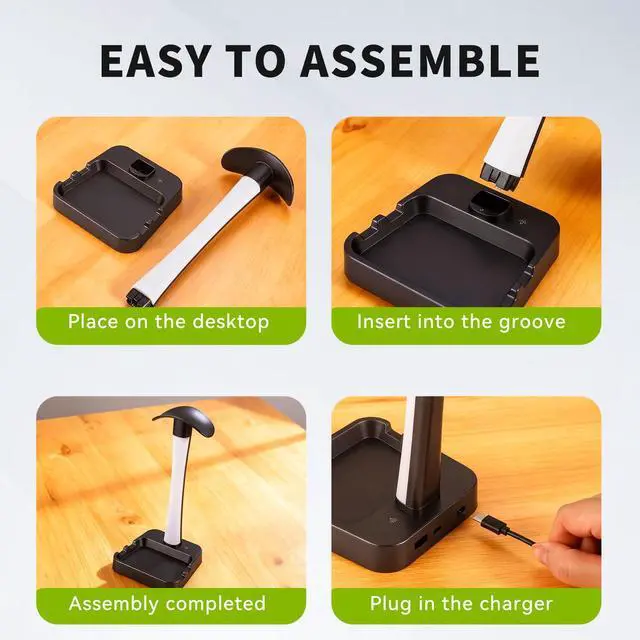 Alt view image 7 of 7 - Headphone Stand with Charger,Gaming Headset stand with RGB Light Mode,For Airpod Max Stand,Desk Lamp,Phone Holder,Tablet Holder,desktop organizer,Gifts for Gamers & Music Lover(Black)