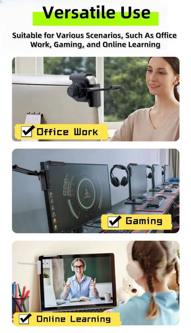 Alt view image 4 of 7 - 1PACK Clamp-On Monitor Headphone Stand Adjustable Headset Holder with 360° Rotating Hook, Silicone Protection, Space-Saving Desk Organizer for Office, Gaming & Study YA-C (Black)