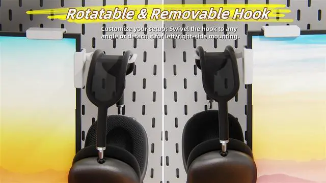 Alt view image 5 of 7 - 1PACK Clamp-On Monitor Headphone Stand Adjustable Headset Holder with 360° Rotating Hook, Silicone Protection, Space-Saving Desk Organizer for Office, Gaming & Study YA-C (Black)