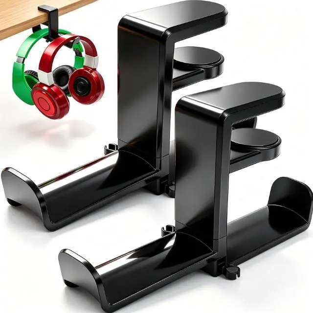 Main image of 2 Pack Dual Headphone Hanger for Desk