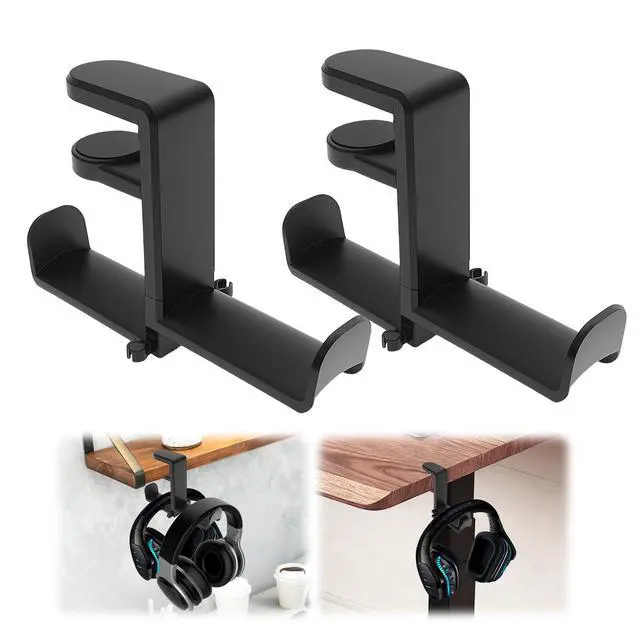 Alt view image 3 of 7 - 2 Pack Dual Headphone Hanger for Desk