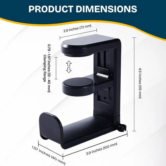 Alt view image 2 of 7 - Headphone Stand for Desk - Clamp-On Headset Holder with 360° Rotating Hook