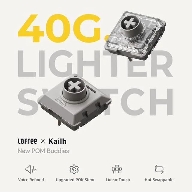 Alt view image 4 of 7 - Hades Low-Profile POM Switches 45g Linear Type (Flow/Flow Lite Exclusive) - Hot-Swappable Keyboard Switches (106pcs + Puller) Silent