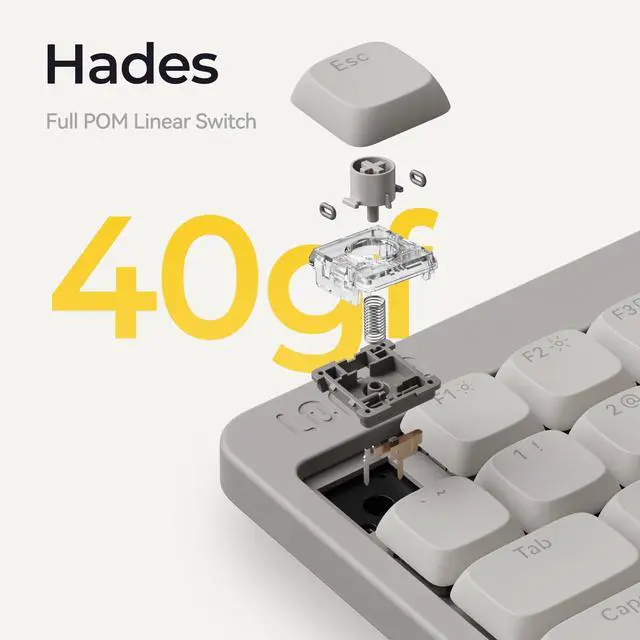 Alt view image 7 of 7 - Hades Low-Profile POM Switches 45g Linear Type (Flow/Flow Lite Exclusive) - Hot-Swappable Keyboard Switches (106pcs + Puller) Silent