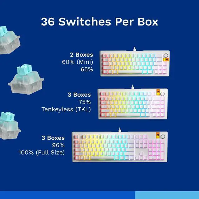 Alt view image 6 of 7 - Lynx Silent Linear Hall-Effect Magnetic Switches (36-Pack), Pre-Lubed, HE Hot-Swap Compatible, Mechanical Keyboard Switch Set