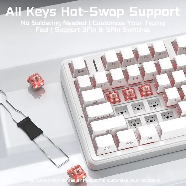 Alt view image 5 of 7 - Aula F99 Pro Wireless Silent Mechanical Office Keyboard with Knob Num Pad