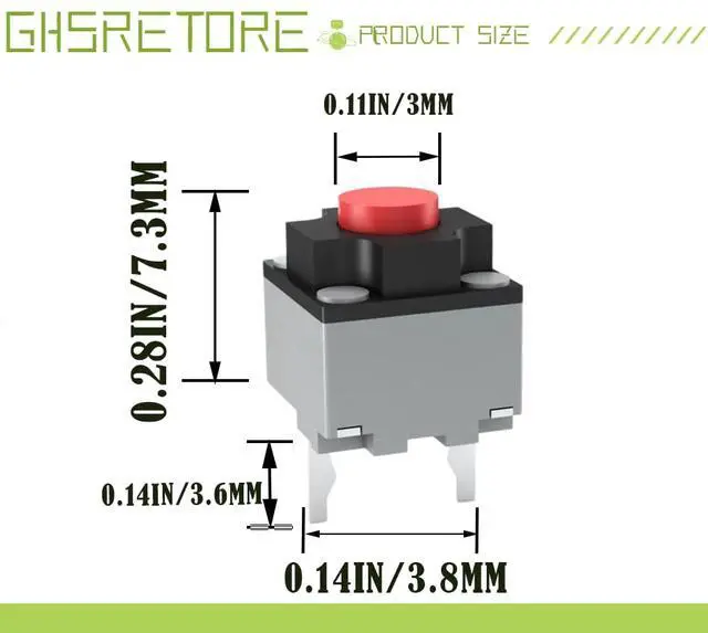 Alt view image 3 of 6 - 20 Pcs Silent Micro Switch,Square Mute Tactile Push Button Wireless Wired Keyboard Mouse Micro Switch 6 * 6 * 7.3MM Tact Switch Fit for Home Appliance Security Equipment Toy Electronic Products