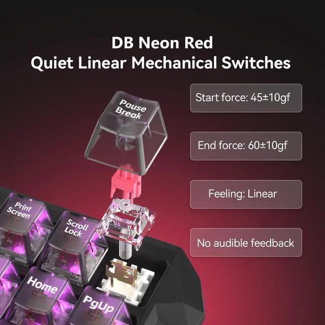 Alt view image 3 of 7 - Blade87 TKL Mechanical Keyboard with Silent Switches, Quiet Typing 87 Keys, Hot Swappable, Gasket Structure, 8000Hz, N-Key Rollover, RGB Backlit, USB Wired Gaming Keyboards for Win/Mac