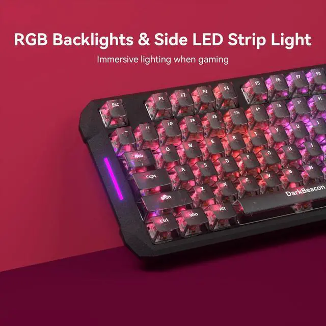Alt view image 6 of 7 - Blade87 TKL Mechanical Keyboard with Silent Switches, Quiet Typing 87 Keys, Hot Swappable, Gasket Structure, 8000Hz, N-Key Rollover, RGB Backlit, USB Wired Gaming Keyboards for Win/Mac