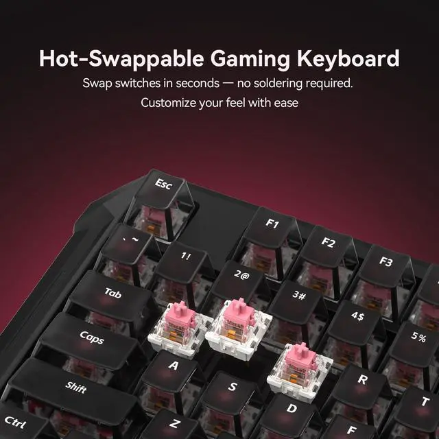Alt view image 4 of 7 - Blade87 TKL Mechanical Keyboard with Silent Switches, Quiet Typing 87 Keys, Hot Swappable, Gasket Structure, 8000Hz, N-Key Rollover, RGB Backlit, USB Wired Gaming Keyboards for Win/Mac