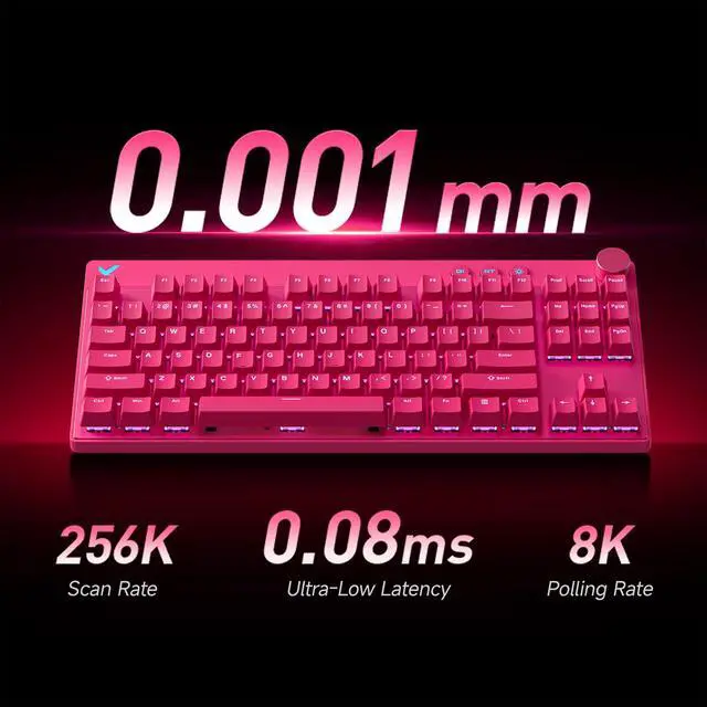 Alt view image 3 of 7 - Mix 87 TKL Wired Gaming Keyboard Magnetic Switch Hall Effect Keyboards Rapid Trigger SOCD 8K Polling Rate Volume Knob Adjustable Actuation Point RGB Lighting HotSwap White Apollo Switch