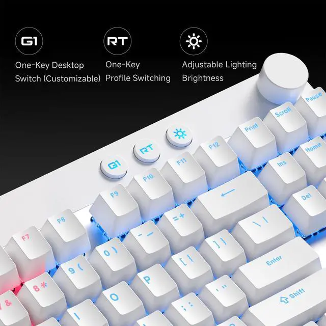 Alt view image 4 of 7 - Mix 87 TKL Wired Gaming Keyboard Magnetic Switch Hall Effect Keyboards Rapid Trigger SOCD 8K Polling Rate Volume Knob Adjustable Actuation Point RGB Lighting HotSwap White Apollo Switch