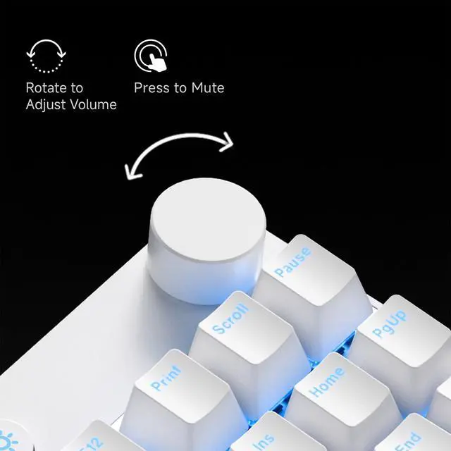 Alt view image 5 of 7 - Mix 87 TKL Wired Gaming Keyboard Magnetic Switch Hall Effect Keyboards Rapid Trigger SOCD 8K Polling Rate Volume Knob Adjustable Actuation Point RGB Lighting HotSwap White Apollo Switch