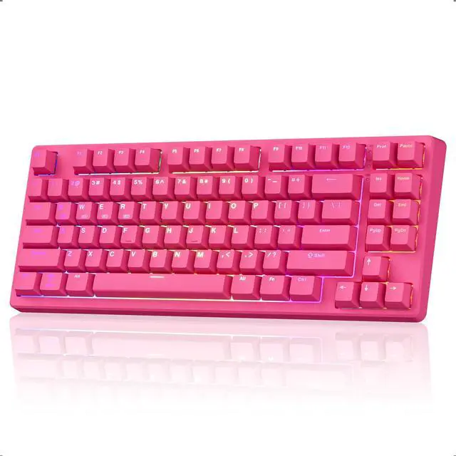 Main image of KN85 Wireless Silent Mechanical Keyboard, 75% Layout, Bluetooth/2.4GHz/USB-C, Custom RGB Backlit, Hot Swappable, Quiet Typing for Windows/Mac/PC (Berry Red)